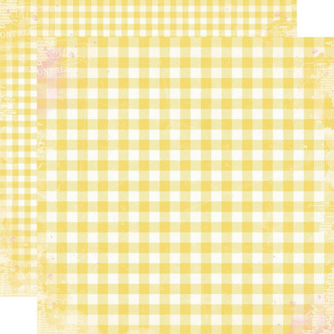 Simple Vintage Life In Bloom  - Simple Stories - Double-Sided Cardstock 12"X12" - Daffodil Gingham
