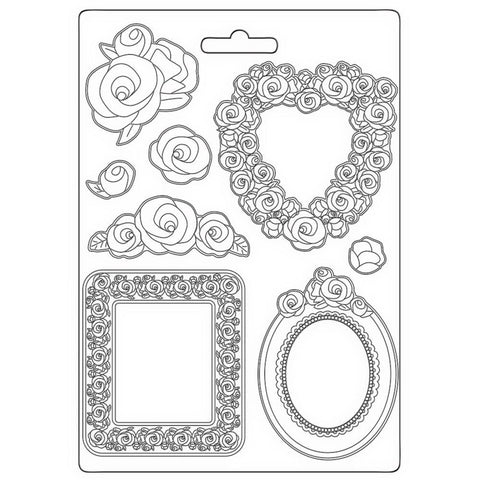 Rose Parfum - Stamperia  - Soft Maxi Mould 8.5"X11.5" - Frames & Roses (5733)