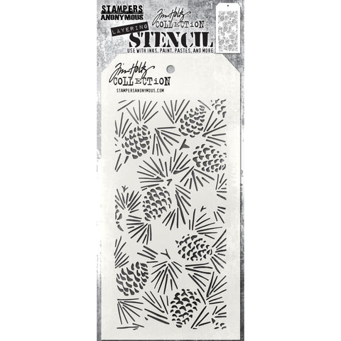 Tim Holtz - Layered Stencil 4.125"X8.5" - Pinecones