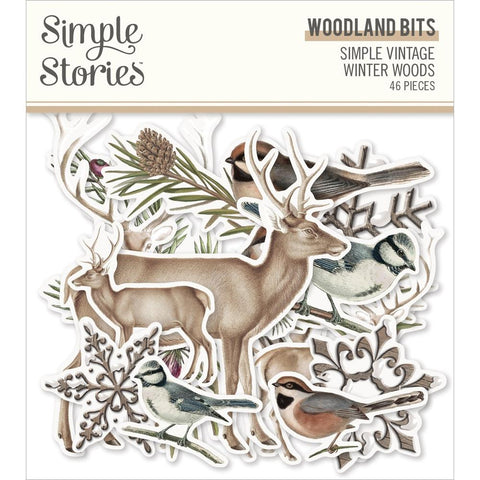 Simple Vintage Winter Woods - Simple Stories - Bits & Pieces Die-Cuts 46/Pkg - Woodland